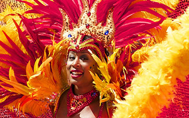 Woman all dressed up for the Brazilian Carnival