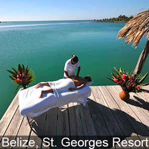 Tourist enjoying a massage at St. Georges Resort in Belize