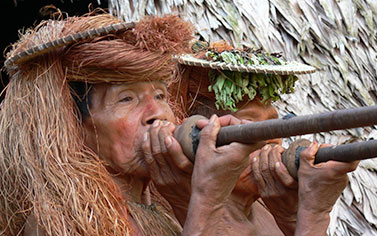 Traditional tribesmen that are natives in Peru