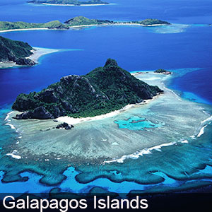 Aerial shot of the beautiful Galapagos Island