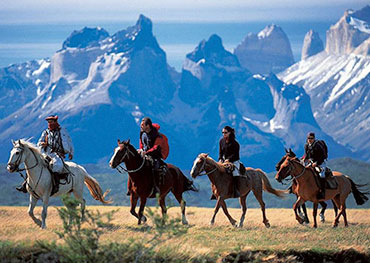 Adventure horse riding in the backdrop of mountains