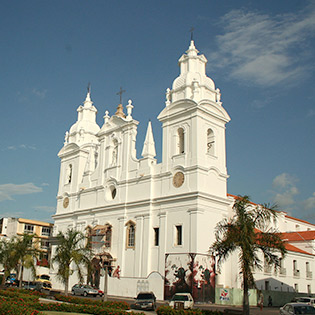 A beautiful white colored church building