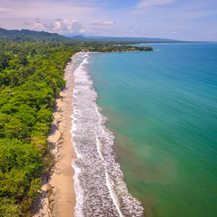 Caribbean shoreline in Costa Rica has lovely beaches