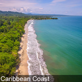 Caribbean shoreline in Costa Rica has virgin beaches