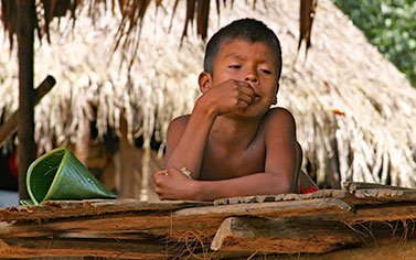 A young native boy in Panama in thoughtful mood