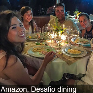 Tourists enjoying their food at the dining hall of Desafio