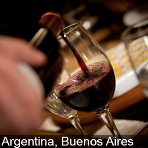 Red wine being poured in a glass at Buenos Aires
