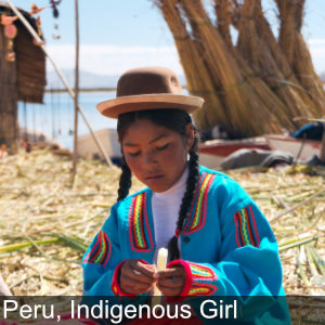 An Indigenous Girl in Peru is busy crafting an item